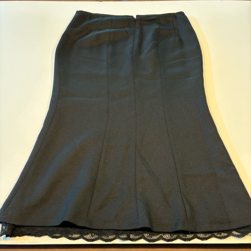 Express Skirt Knee Length Lined Slit 100% Wool Size 7/8 - Picture 3 of 7